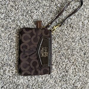 Coach Dark Brown Signature Wristlet